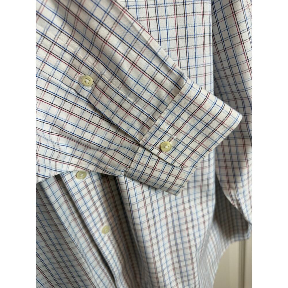 Brooks Brothers 346 Mens Dress Shirt 17.5 34/35 Slim Fit Plaid Cotton Button Up - Picture 4 of 11